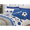 BIANCHERIAWEB Completo Lenzuola Linea Pensieri Delicati 100% Cotone Disegno Calcio Singolo Blu