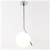 Alpinaluz Lampada da soffitto a sospensione - Paralume sferico in vetro opaco bianco Ø17 cm - Supporto lineare in metallo cromato - Attacco E27 - Stile moderno per soggiorno, sala da pranzo, cucina o