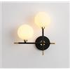Dopastore Applique da Parete Attacco Singolo Doppio G9 Design Sfera Minimal Portalampada Nero Oro Moderno per Interno IP20 (Attacco Doppio)