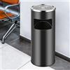 OHMG Posacenere da 30 l, per esterni, cestino della spazzatura con posacenere e secchio interno, per esterni, in acciaio inox, per hotel e uffici, grande capacità