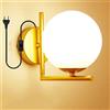 Chao Zan Applique da parete sfera luce led E27 oro lampada muro moderno Sfera in Vetro Lampada da Notte Con interruttore spina Rotondo per Camera da Letto Soggiorno Corridoio Scala Sala da pranzo, nero (oro)