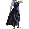 CBBEONRN Grembiule in Cotone Tinta Unita con Tasche Grembiuli con Bavaglino Casual Gonna Rotonda Abito per Cucina Giardinaggio Caffetteria Blue,One Size
