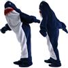HULG Shark Blanket,Coperta di Squalo Adulto,Coperta di Squalo Indossabile,Sacco A Pelo di Squalo con Cappuccio in Velluto di Cristallo Morbido E Confortevole (Navy Blue,M)