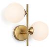 maolo Applique da Parete Doppia Sfera G9 Ø10cm | Metallo Oro Satinato | Design Moderno Lineare o Floreale | Illuminazione Decorativa Interni per Camera, Corridoio, Salotto,Lampada a Muro Elegante (Lineare)