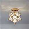 Mengjay Plafoniera Moderna in Cristallo,Paralume a Forma di Stella,Semi-incassato Lampadario,Vintage E27 Lampada da Soffitto per Corridoio Camera da Letto Soggiorno (Gold)