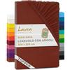 Lavea® Lenzuolo con Angoli King Size 200x220 cm - Jersey 100% Cotone - Per Materassi Topper fino a 10 cm - Con Elastico Tutto Intorno - Certificato OEKO-TEX - Marrone Castagna