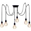 Chao Zan Lampadario a sospensione Edison classico, E27 luci ragno nero 1.5m cavo regolabile, luci da soffitto plafoniere moderne corda da appendere DIY per camera da letto cucina soggiorno ristorante (6 teste)