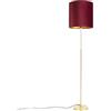 Qazqa parte fl - Lampada da terra con paralume Classico - 1 luce - Ø 400 mm - Rosso - Design I Rustico - Soggiorno I Camera da letto I Sala da Pranzo I Cucina