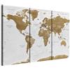 B&D XXL - Quadro 135x90 cm 3 Pezzi - Stampa su Tela Strutturata XXL Grande - Quadri Moderni Componibili Camera da Letto Matrimoniale - Stampe da Parete Arte - Mappa del Mondo k-A-0104-b-f