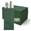 GIORDANO Cart 1000 Buste Portaposate Monouso in Carta Politenata Verde 10x25 cm con Tovagliolo 40x40 P/8 - Bustine Porta Posate Usa e Getta per Ristoranti, Catering e Casa Made in Italy