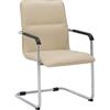 CLP Sedia a sbalzo con braccioli Seattle, sedia moderna imbottita in similpelle, struttura effetto cromo, Colore:crema