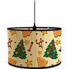 Morbuy Paralume in Bambù Stampa Natalizio, Diametro 30cm Paralume a Tamburo, Paralume Lampada da Tavolo, Lampada da Terra, Lampadario, E27 Lampada Accessorio, Decorazioni Casa (Albero di Natale)