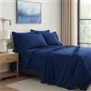 Masters House Biancheria per la Casa, Set Lenzuola Matrimoniale in Cotone 100% con Volant, 290x250 cm (Blu, Matrimoniale)