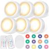 Deuson 6 luci a LED per armadio, illuminazione per armadio con telecomando, luce a LED con 13 diversi colori di luce, luci da incasso, dimmerabili e funzioni timer, per armadi, scaffali e pareti