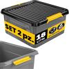 Monzana® 2x Contenitore con Coperchio 18,5L BPA Free Chiusura a Scatto Scatole Impilabili Scatola Organizer Cantina Garage Contenitori Plastica Box