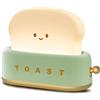 QANYI Desk Decor Toaster Lamp, Rechargeable Small Lamp with Smile Face Toast Bread Cute Toaster Shape Room Decor Night Light for Bedroom, Bedside, Living Room, Dining, Desk Decorations, Gift (Green)
