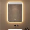 doporro Specchio Bagno LED 60x80 cm Rettangolare Retroilluminato con Interruttore Tattile Dimmerabile 3 Colori Antifog in Vetro Temperato HD, Installazione Orizzontale o Verticale