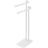 Inbagno Piantana Porta Asciugamani Da Appoggio Per Bagno In Acciaio Bianco Opaco Linea Style, L 20 x P 30 x H 70 Cm, Dotata Di 2 Braccia Porta Salviette
