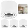 Sweet Led 4 faretti da soffitto a parete, 50 mm, in alluminio, orientabili, Ø 80 mm, 230 V, colore bianco opaco, rotondi