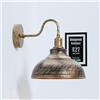LEDSone Lampada da parete industriale Steampunk Water Pipe Vintage E27 Applique Accents Doppia lampada da parete per soggiorno Bar Cucina Sala da pranzo (Curvy - Rame spazzolato)