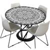 Morbuy Tovaglia Rotondo 120 cm, Impermeabile Copritavolo Rotondo con Elastico in Poliestere, Mandala Lavabile Tovaglie da Tavola per Salotto Pranzo Giardino, Per la tabella da 100-110 cm
