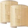 lux.pro Set di 2 Applique per Interni Lampade da Parete a Paralume Semicilindrico per Soggiorno Ingresso Camera da Letto - Effetto Rattan