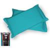 Happidea - Set 2 Federe, 100% Cotone, Tinta Unita, 18 Colori, 2 Volani, Made in Italy, 52x82Cm, Pack Barattolo Riutilizzabile, Blu Turchese