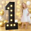 Tashace Tendone luminoso con numeri, lettere nere con luci a LED, lettera gigante con cornice a mosaico for bordo in schiuma for feste del 18° compleanno, decorazioni fai da te for anniversario(Number 1,120cm