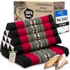 livasia Cuscino Thai 1 segmento - 75x50x8cm - Cuscino Triangolare Cuscino per sedersi, Cuscino a Cuneo kapok, Cuscino per la Schiena Pieghevole, materassino Thai, Fatto a Mano (Nero/Elefanti)