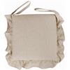 SaRani Cuscino Sedia con Balza e Laccetti, Coprisedia in Cotone Tinta Unita Melangiato con Volant (4, Beige, 40x40 cm)