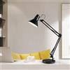maolo Lampada da Scrivania Girevole e Snodabile E27 Struttura Metallica Resistente Braccio Estensibile Illuminazione Ufficio Casa 230V Cavo 1m Morsetto e Base Elegante Design (Nero)