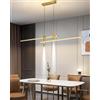 XIANHE Lampadario Moderno Lineare LED Lampada a Sospensione Cucina Isola Soggiorno Nero Lampadari Dimmerabile con Telecomando Altezza Regolabile Luci per Tavolo Sala da Pranzo Ufficio Lampade (Oro, 150cm)