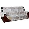 Home Tresor - Fodera Divano 3 Posti | Salvadivano Trapuntato Reversibile Fantasia Cuori - Tinta Unita (Beige)