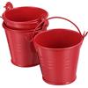 PATIKIL 2x2 Piccolo Metallo Secchio, 3pz Colorato Secchi Carino Caramelle Piccolo Decorativo Secchi con Maniglie per Artigianato Festa Bomboniere, Rosso