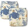 PARAMAISON Cuscini Sedia Corallo con Fascia Elastica, Set da 2 pezzi, Imbottito, Sfoderabile con Zip, Allaccio Rinforzato, Fantasia Azzurra, 40x40x4,5 cm