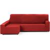 Morbidissimi Copridivano Elasticizzato con penisola Tritone 240 a 280 cm J140 [Penisola sinistra, Rosso]