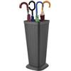 VIRSUS Portaombrelli alto in Plastica effetto Rattan 183W, misura 26x26x51,5 cm, cesta rettangolare con struttura intrecciata resistente per ombrelli, per interni ed esterni (Grigio)
