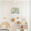 lux.pro Lampada a Sospensione per Cameretta Lampadario per Bambini Lampada da Soffitto con Paralume Cilindrico Ø28 Verde Design Mongolfiere