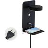 Cuifati Lampada da Parete con Presa, Applique Ruotabile a 350° con Porta di Ricarica USB e Mensola in Ferro, Lampada da Parete a LED Dimmerabile Continua da 12 W, Luce da Lettura Sul