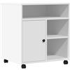 vidaXL Supporto per Stampante con Ruote Bianco 60x50x67 cm, Supporto per Computer, Organizer per Stampante, Tavolo da Stampante portaoggetti