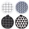 Generic Set di 4 Presine Rotonde in Cotone a Fantasia Minimalista in 4 Colori - Resistenti al Calore, Anelli per Appendere, Design Unico