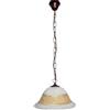 Generico Lampadario a sospensione classico a 1 luce catena ferro battuto e vetro corona con decoro ambra e oro per sala da pranzo, camera da letto, corridoio, ingresso, soggiorno, salotto, cucina.