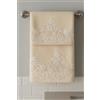 Corredocasa Coppia Asciugamani Bagno per Viso e Ospite, Made in Italy - Soffice Spugna di Cotone con dettagli in Macramè con Manifattura Italiana di Alta Qualità - 60x110cm e 40x60cm (Panna)