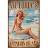 GLOBLELAND Targa Vintage Sulla Spiaggia Pin Up Lady 12x8 Pollici Retro Beach Vacation Targa Artistica Poster Decorazione Da Parete in Ferro