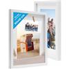 PHOTOLINI 3D cornici 30x40 cm bianco, cornice profonda con vetro e passe-partout, set di 2 cornici per oggetti fino a 1,5 cm di profondità, legno MDF - perfetta per il fai da te e come regalo