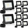 Yakimz 10W x10 faretto LED da esterno, proiettore luminoso a parete LED, 3 temperature di colore regolabili, angolo del fascio di 120°, IP66 impermeabile LED a parete, per patio campo sportivo