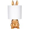Brubaker Lampada da Tavolo o da Comodino Coniglio Dorato - Lampada da Tavolo con Base in Ceramica e Paralume in Tessuto - Altezza 42 cm, Oro Bianco