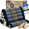 livasia Cuscino Thai 1 segmento - 75x50x8cm - Cuscino Triangolare Cuscino per sedersi, Cuscino a Cuneo kapok, Cuscino per la Schiena Pieghevole, materassino Thai, Fatto a Mano (Blu/Elefanti)