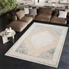 TAPISO Ares Tappeto Pelo Corto Lucido Design Vintage Motivo Rosetta Tradizionale Cornice Ornamenti tonalità Crema Grigio Scuro Bianco Salotto Sala Camera Soggiorno Oeko-Tex 160 x 220 cm