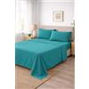 Corredocasa Completo Letto Lenzuola in Cotone, Qualità Made in Italy - PURO COTONE 100% Morbido e Traspirante in ogni Stagione - SET Lenzuolo Sotto con Angoli, Sopra e 2 Federe (Verde, Matrimoniale)